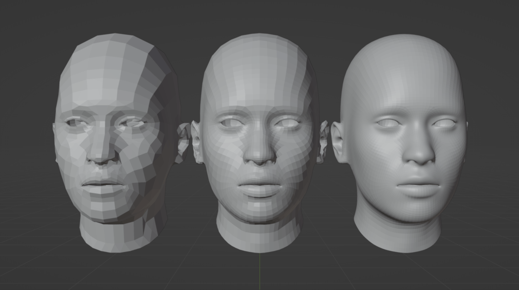 Différentes qualités de maillages 3D
